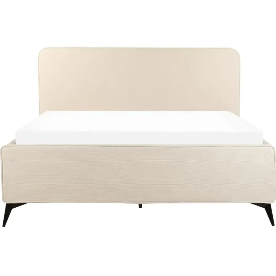 Beliani VALOGNES - Tweepersoonsbed - Beige - 160 x 200 cm - Corduroy