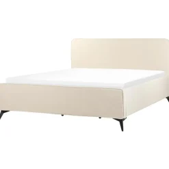 2-Persoons Bedden-Beliani VALOGNES - Tweepersoonsbed - Beige - 180 x 200 cm - Corduroy