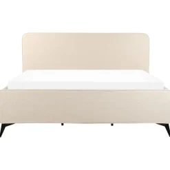 2-Persoons Bedden-Beliani VALOGNES - Tweepersoonsbed - Beige - 180 x 200 cm - Corduroy
