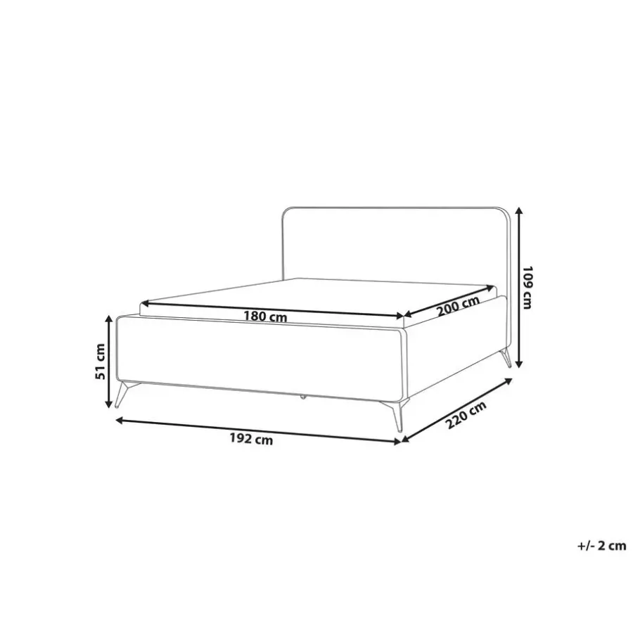 2-Persoons Bedden-Beliani VALOGNES - Tweepersoonsbed - Lichtgrijs - 180 x 200 cm - Corduroy