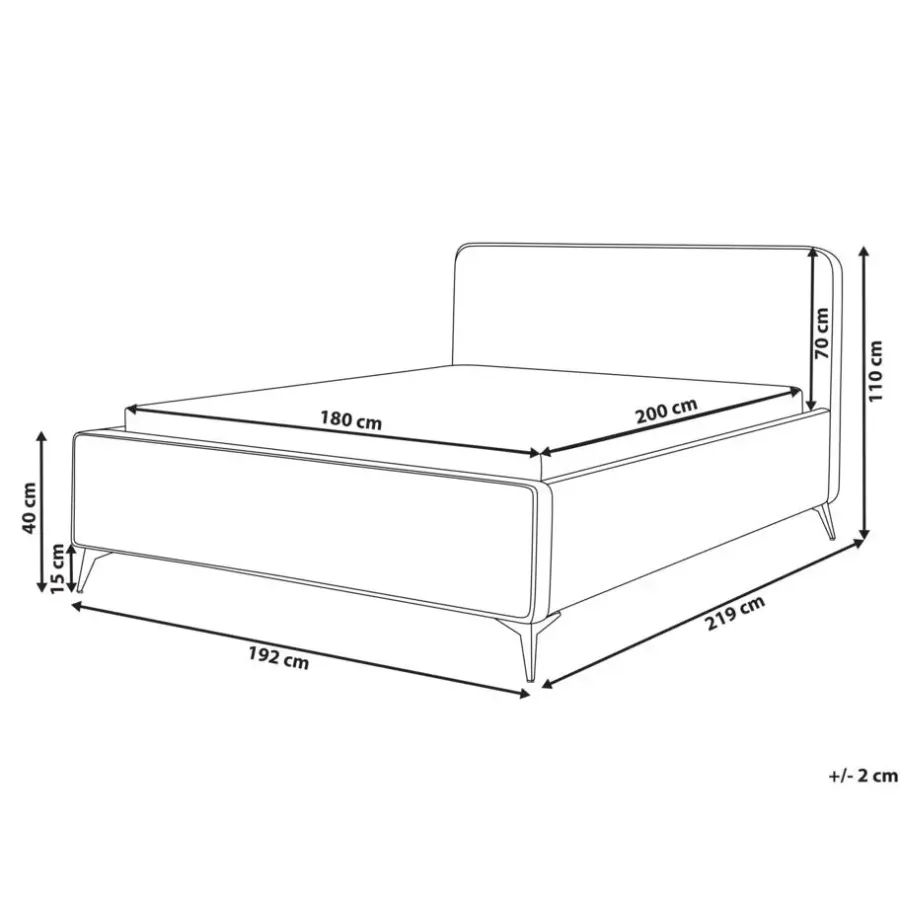 2-Persoons Bedden-Beliani VALOGNES - Tweepersoonsbed - Lichtgrijs - 180 x 200 cm - Corduroy