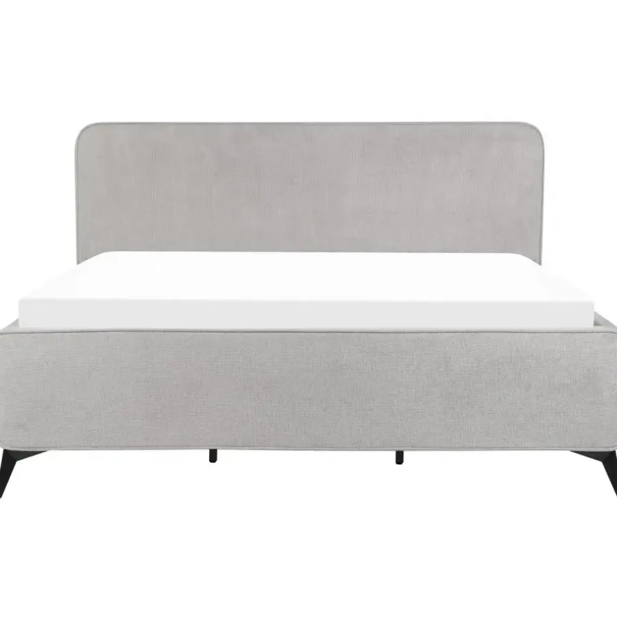 2-Persoons Bedden-Beliani VALOGNES - Tweepersoonsbed - Lichtgrijs - 180 x 200 cm - Corduroy