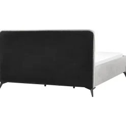 2-Persoons Bedden-Beliani VALOGNES - Tweepersoonsbed - Lichtgrijs - 180 x 200 cm - Corduroy