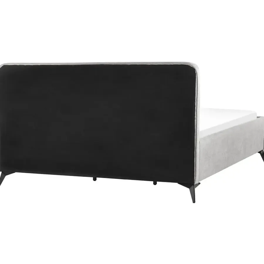 2-Persoons Bedden-Beliani VALOGNES - Tweepersoonsbed - Lichtgrijs - 180 x 200 cm - Corduroy