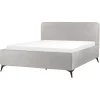 Beliani VALOGNES - Tweepersoonsbed - Lichtgrijs - 160 x 200 cm - Corduroy
