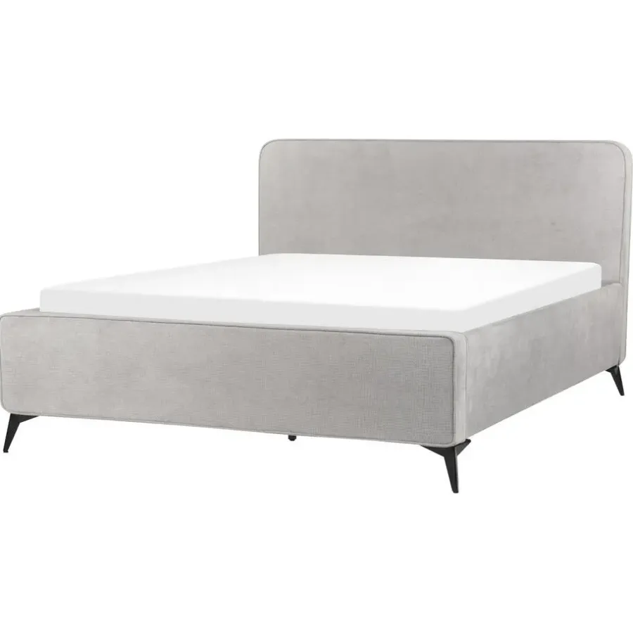 Beliani VALOGNES - Tweepersoonsbed - Lichtgrijs - 160 x 200 cm - Corduroy