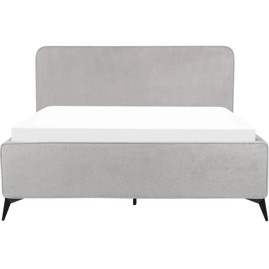 Beliani VALOGNES - Tweepersoonsbed - Lichtgrijs - 160 x 200 cm - Corduroy
