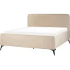 2-Persoons Bedden-Beliani VALOGNES - Tweepersoonsbed - Taupe - 160 x 200 cm - Fluweel