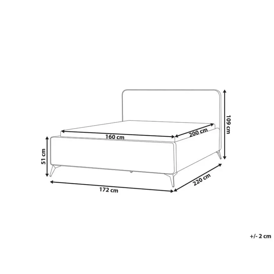 2-Persoons Bedden-Beliani VALOGNES - Tweepersoonsbed - Taupe - 160 x 200 cm - Fluweel