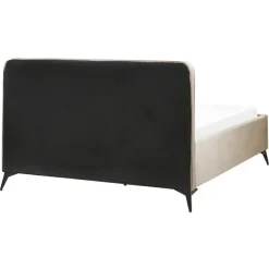 2-Persoons Bedden-Beliani VALOGNES - Tweepersoonsbed - Taupe - 160 x 200 cm - Fluweel