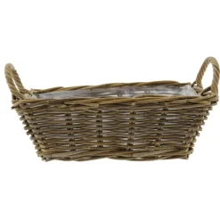 Opbergmanden-Van der Leeden Mand met hengsels - bruin - 42 x 27 x 14 cm -rotan