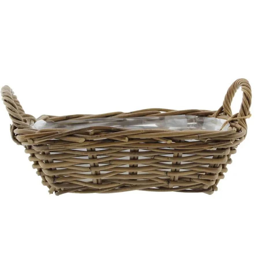 Van der Leeden Mand met hengsels - bruin - 37 x 22 x 12 cm -rotan