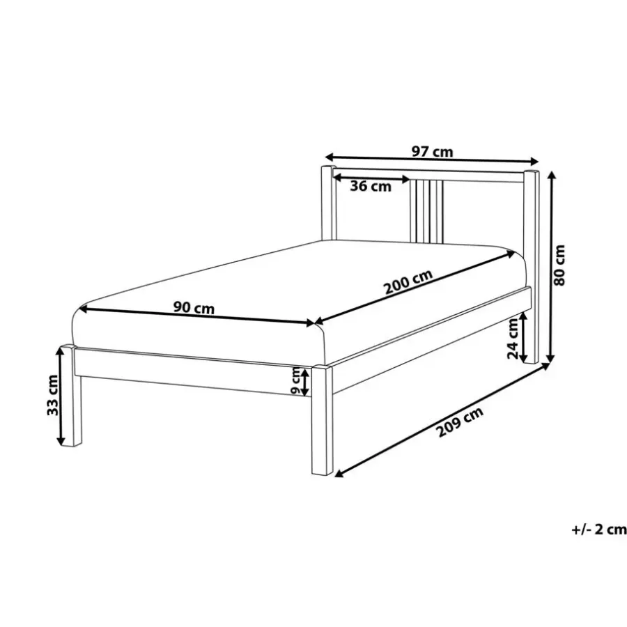 1-Persoons Bedden-Beliani VANNES - Bed - Lichthout - 90 x 200 cm - Dennenhout