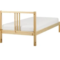1-Persoons Bedden-Beliani VANNES - Bed - Lichthout - 90 x 200 cm - Dennenhout