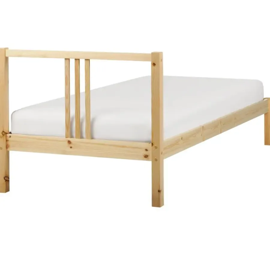 1-Persoons Bedden-Beliani VANNES - Bed - Lichthout - 90 x 200 cm - Dennenhout