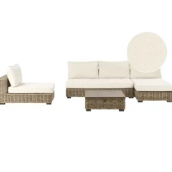 Leen Bakker VARALLO - Loungeset 4-zits - Gebroken wit - Linkszijdig - Rotan