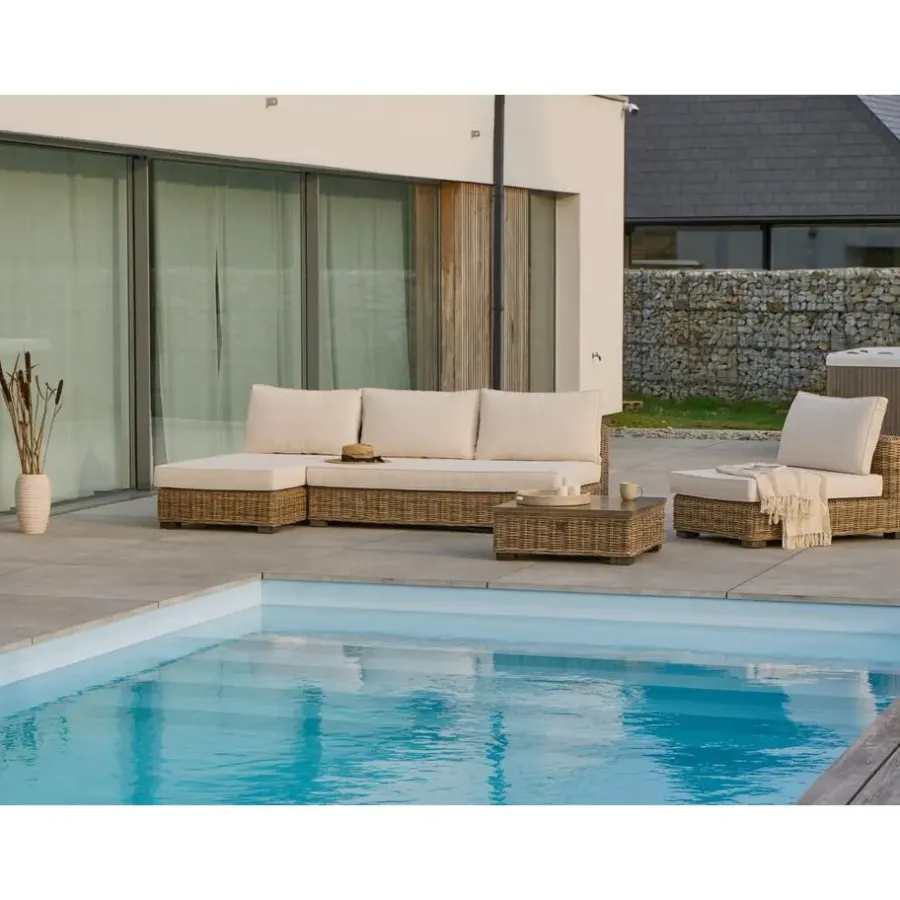 Leen Bakker VARALLO - Loungeset 4-zits - Gebroken wit - Linkszijdig - Rotan