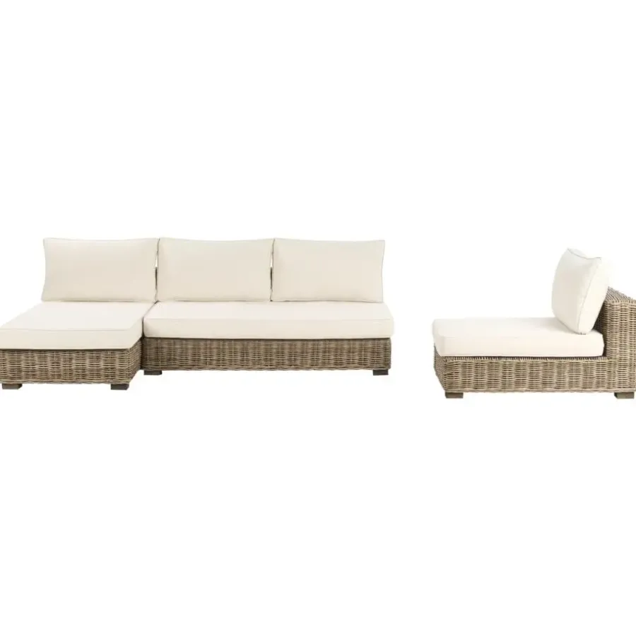 Loungesets-Leen Bakker VARALLO - Loungeset 4-zits - Gebroken wit - Rechtszijdig - Rotan