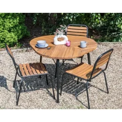 Beliani VARENNA - Tuintafel - Lichtbruin - 110 cm - Acaciahout