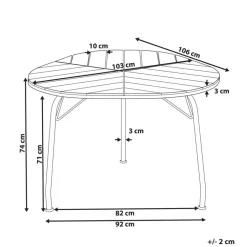Beliani VARENNA - Tuintafel - Lichtbruin - 110 cm - Acaciahout