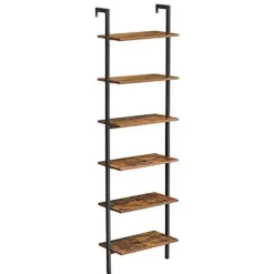Vasagle Industriele Ladderplank 6 Etages, Wandplank 15 kg Draagvermogen