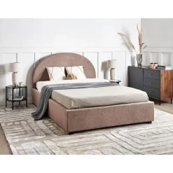 Beliani VAUCLUSE - Bed met opbergruimte - Taupe - 140 x 200 cm - Bouclé