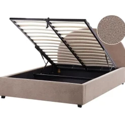 Beliani VAUCLUSE - Bed met opbergruimte - Taupe - 140 x 200 cm - Bouclé