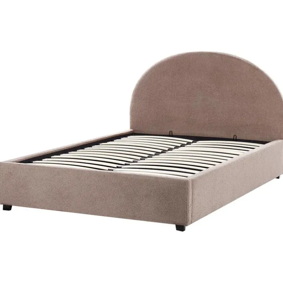 Beliani VAUCLUSE - Bed met opbergruimte - Taupe - 140 x 200 cm - Bouclé