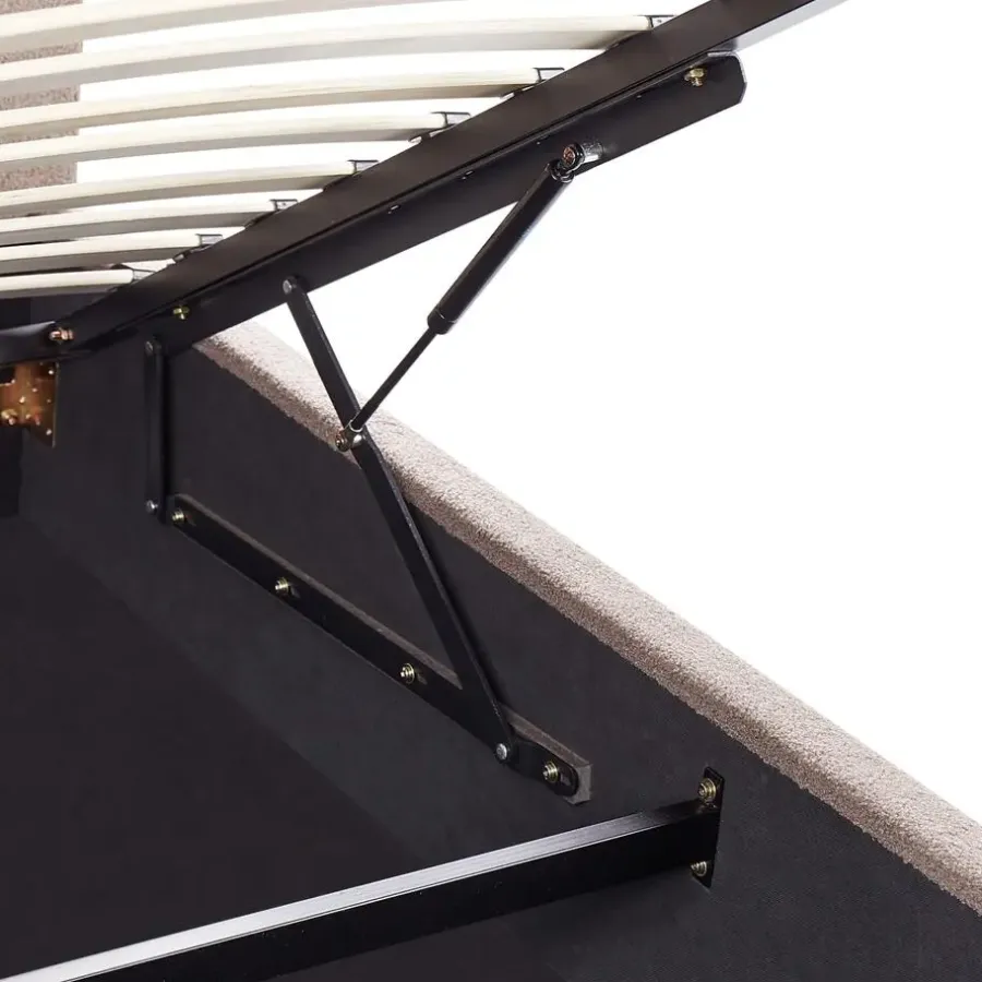 Beliani VAUCLUSE - Bed met opbergruimte - Taupe - 140 x 200 cm - Bouclé