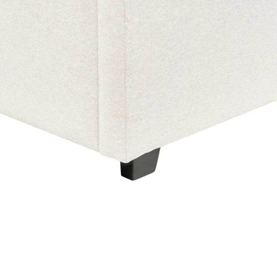 2-Persoons Bedden-Beliani VAUCLUSE - Bed met opbergruimte - Lichtbeige - 160x200 cm - Polyester