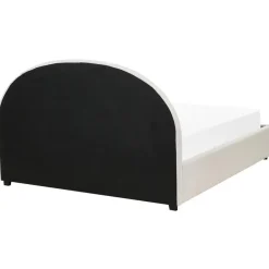 2-Persoons Bedden-Beliani VAUCLUSE - Bed met opbergruimte - Lichtbeige - 160x200 cm - Polyester