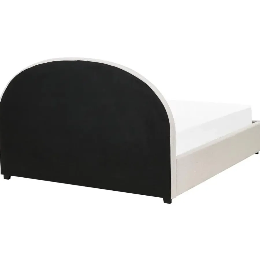 2-Persoons Bedden-Beliani VAUCLUSE - Bed met opbergruimte - Lichtbeige - 160x200 cm - Polyester