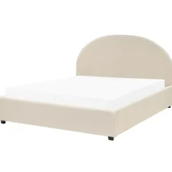 2-Persoons Bedden-Beliani VAUCLUSE - Bed met opbergruimte - Beige - 160x200 cm - Polyester