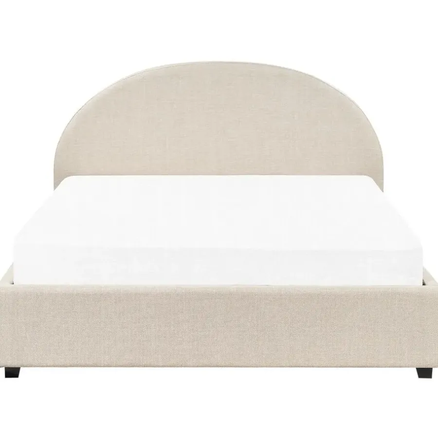 2-Persoons Bedden-Beliani VAUCLUSE - Bed met opbergruimte - Beige - 160x200 cm - Polyester