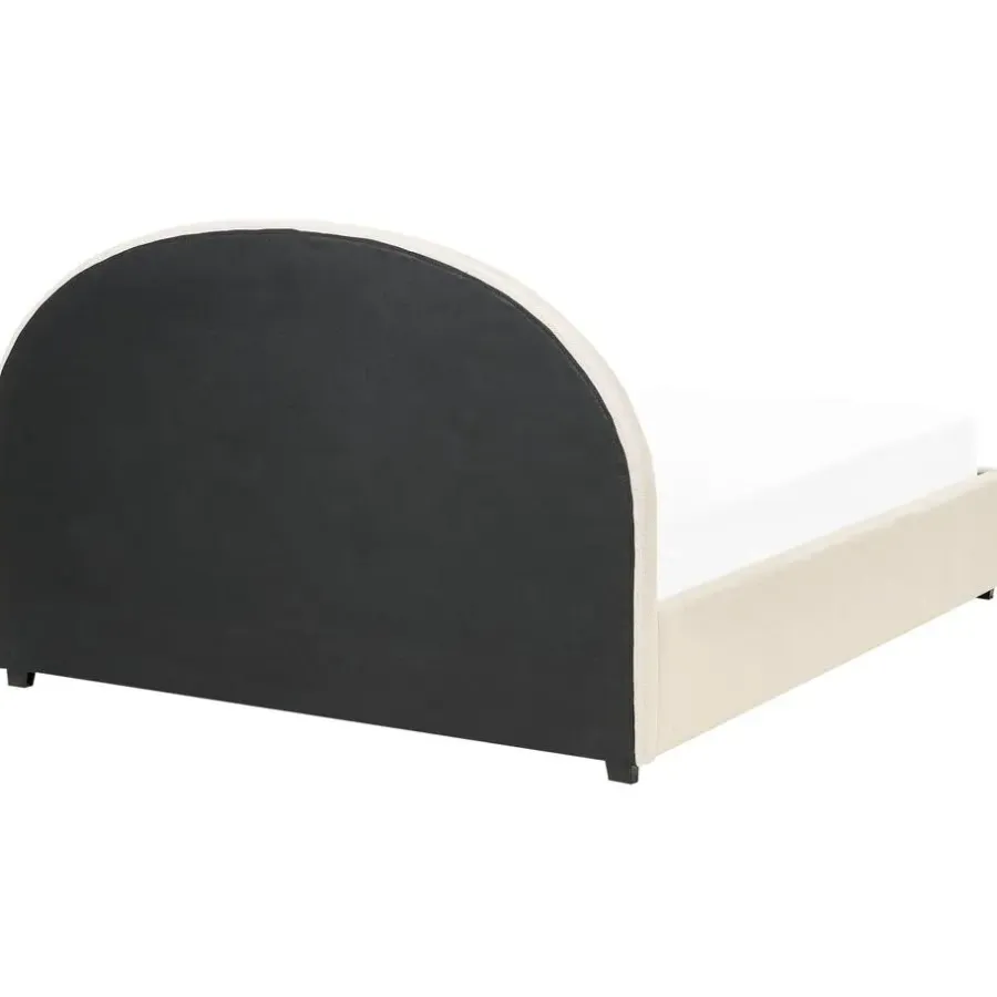 2-Persoons Bedden-Beliani VAUCLUSE - Bed met opbergruimte - Beige - 160x200 cm - Polyester