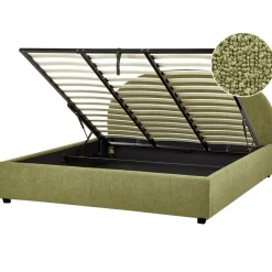 Beliani VAUCLUSE - Bed met opbergruimte - Olijfgroen - 180 x 200 cm - Bouclé