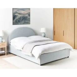 Beliani VAUCLUSE - Bed met opbergruimte - Lichtblauw - 140 x 200 cm - Stof