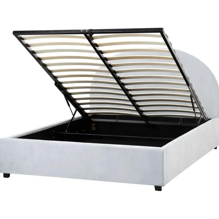 Beliani VAUCLUSE - Bed met opbergruimte - Lichtblauw - 140 x 200 cm - Stof