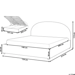 Beliani VAUCLUSE - Bed met opbergruimte - Lichtblauw - 140 x 200 cm - Stof
