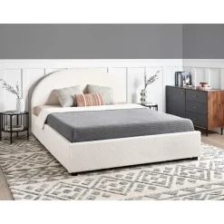 Beliani VAUCLUSE - Bed met opbergruimte - Gebroken wit - 160 x 200 cm - Bouclé