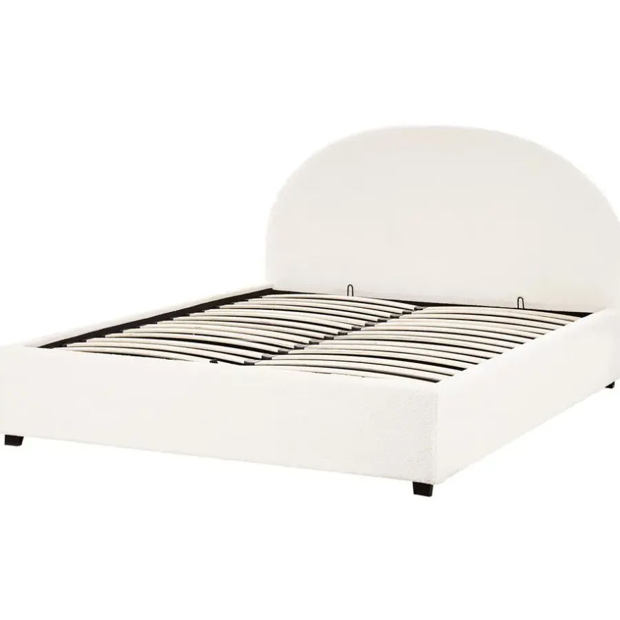 Beliani VAUCLUSE - Bed met opbergruimte - Gebroken wit - 160 x 200 cm - Bouclé