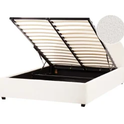 Beliani VAUCLUSE - Bed met opbergruimte - Gebroken wit - 140 x 200 cm - Bouclé