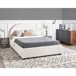 Beliani VAUCLUSE - Bed met opbergruimte - Gebroken wit - 140 x 200 cm - Bouclé