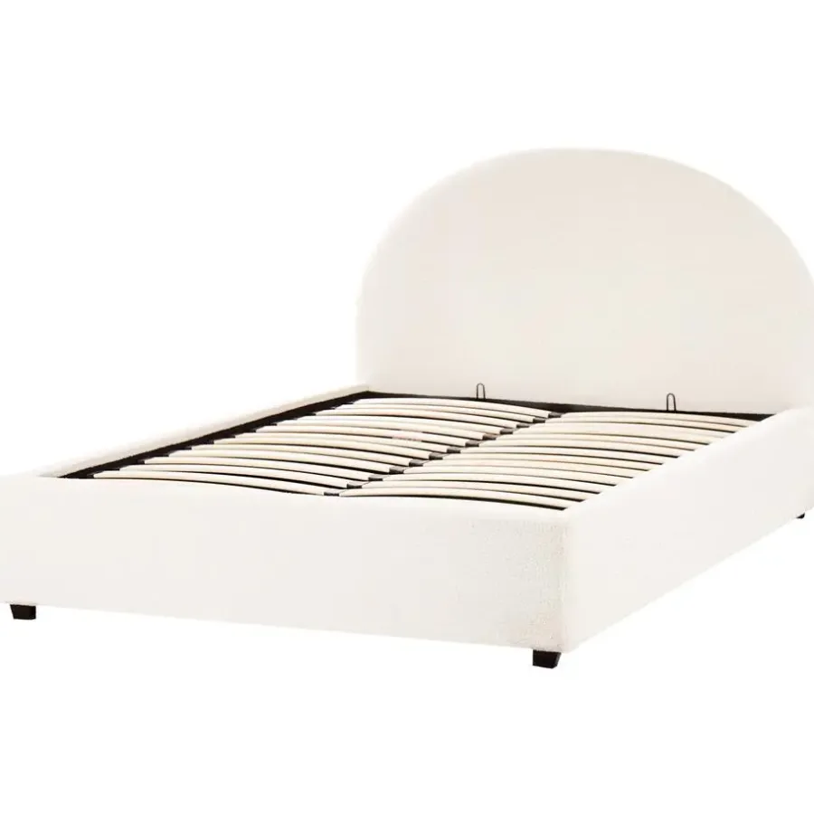 Beliani VAUCLUSE - Bed met opbergruimte - Gebroken wit - 140 x 200 cm - Bouclé