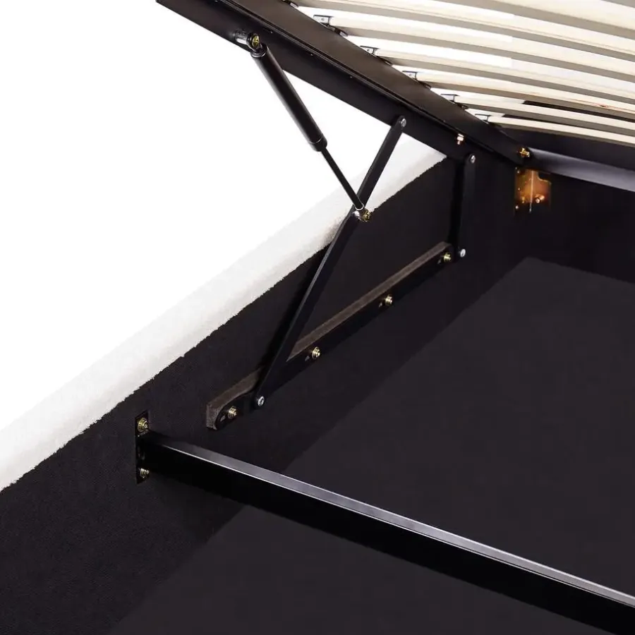 Beliani VAUCLUSE - Bed met opbergruimte - Gebroken wit - 140 x 200 cm - Bouclé