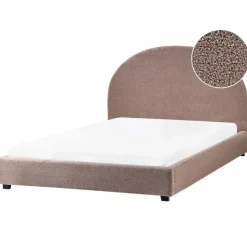 Twijfelaars-Beliani VAUCLUSE - Tweepersoonsbed - Taupe - 140 x 200 cm - Bouclé