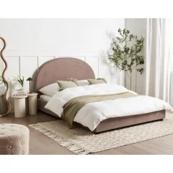 Twijfelaars-Beliani VAUCLUSE - Tweepersoonsbed - Taupe - 140 x 200 cm - Bouclé