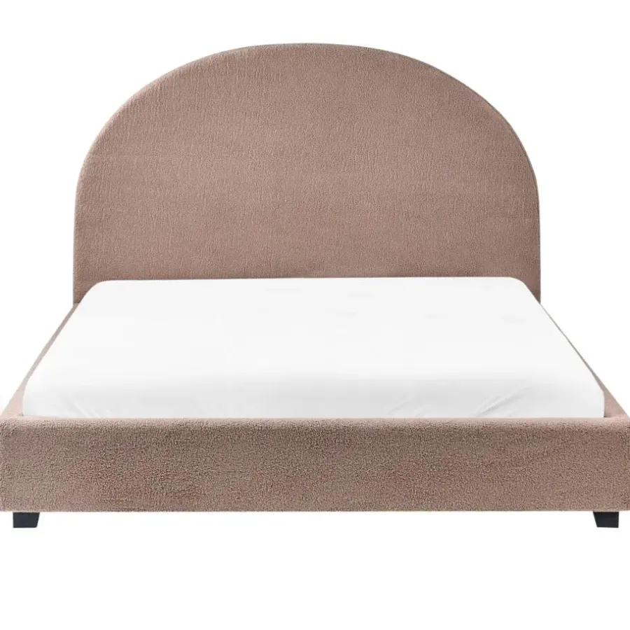 Twijfelaars-Beliani VAUCLUSE - Tweepersoonsbed - Taupe - 140 x 200 cm - Bouclé