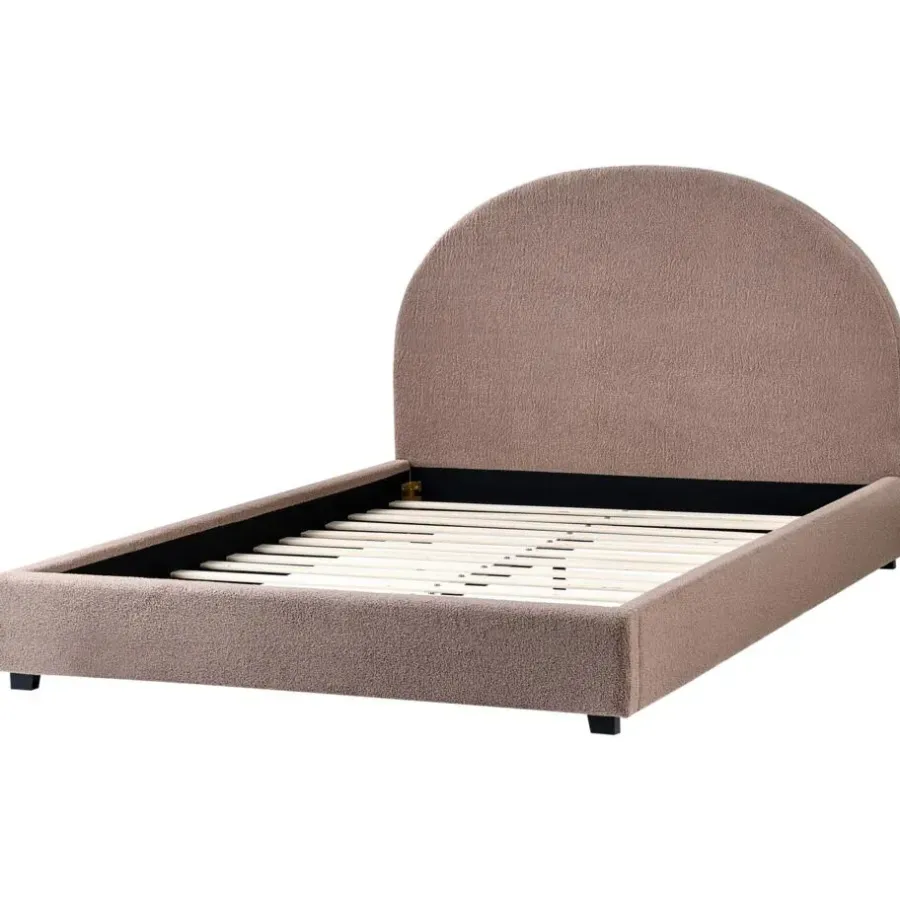 Twijfelaars-Beliani VAUCLUSE - Tweepersoonsbed - Taupe - 140 x 200 cm - Bouclé