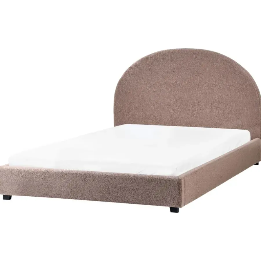 Twijfelaars-Beliani VAUCLUSE - Tweepersoonsbed - Taupe - 140 x 200 cm - Bouclé